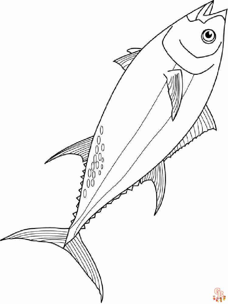 Dive into the ocean world with tuna fish coloring pages
