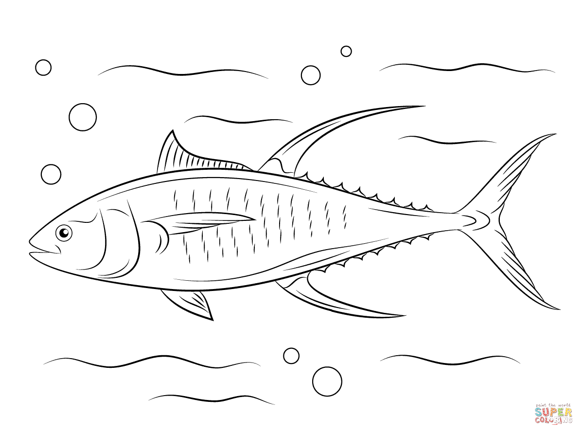 Cute yellowfin tuna coloring page free printable coloring pages fish coloring page fish drawings coloring pages