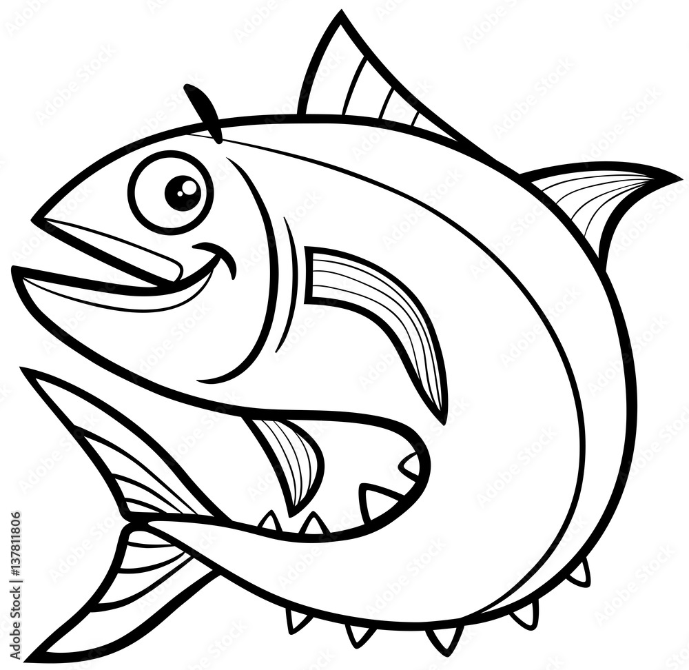 Tuna fish coloring page vector