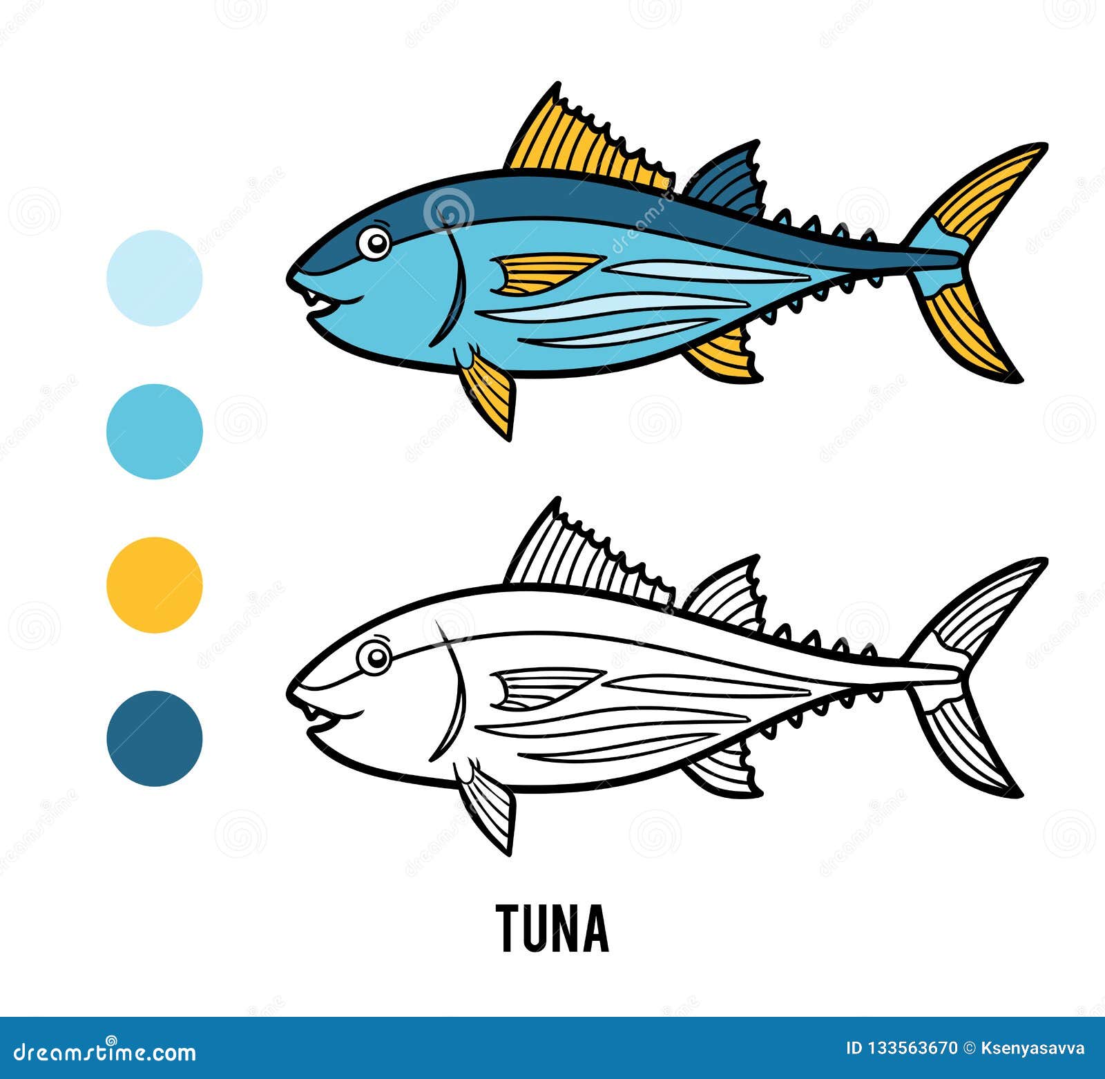 Coloring book tuna stock vector illustration of preschool
