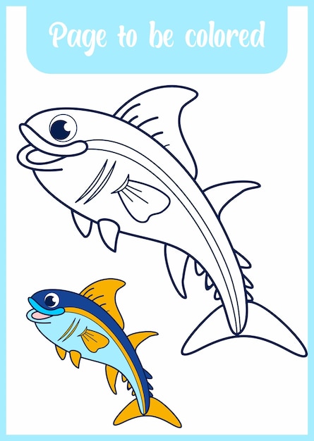 Premium vector coloring book for kids color cute tuna fish