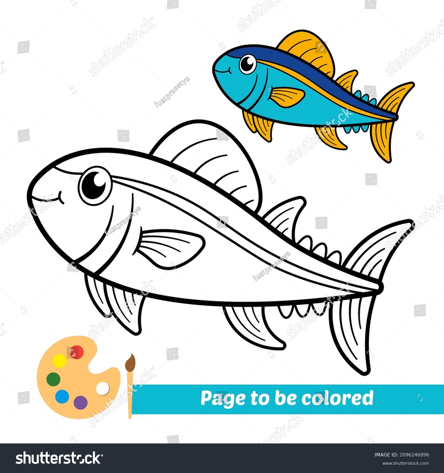 Coloring book kids tuna fish vector stock vector royalty free