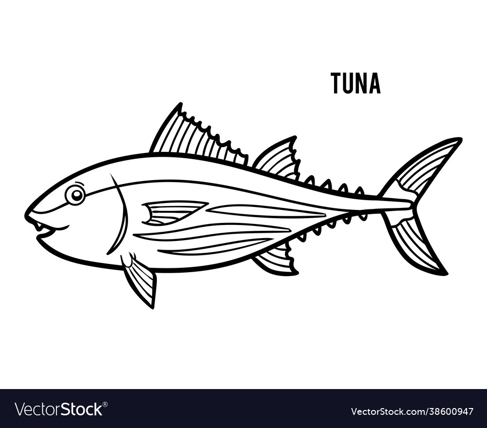 Coloring book tuna royalty free vector image