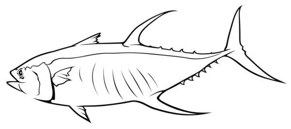 Drawing tuna fish black white illustration logo isolated white background stock vector by dero