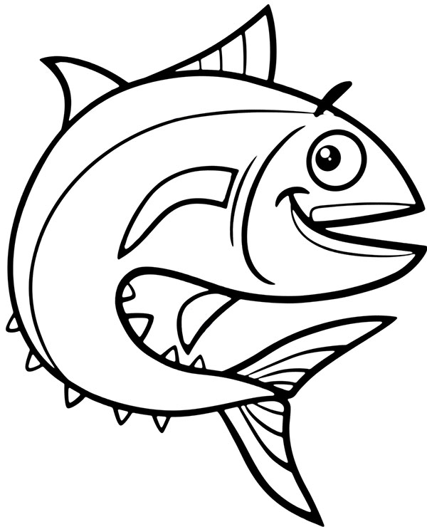 Print tuna coloring page for kids