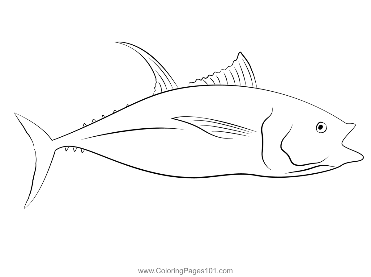 Big tuna fish coloring page for kids