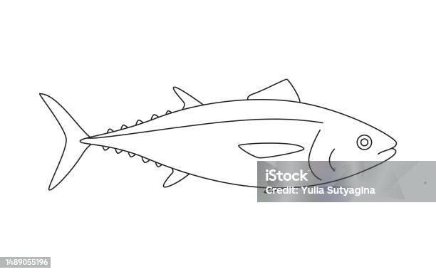 Tuna bluefin fish seafood and underwater animal water delicacy gourmet fishing coloring for children vector illustration isolated stock illustration