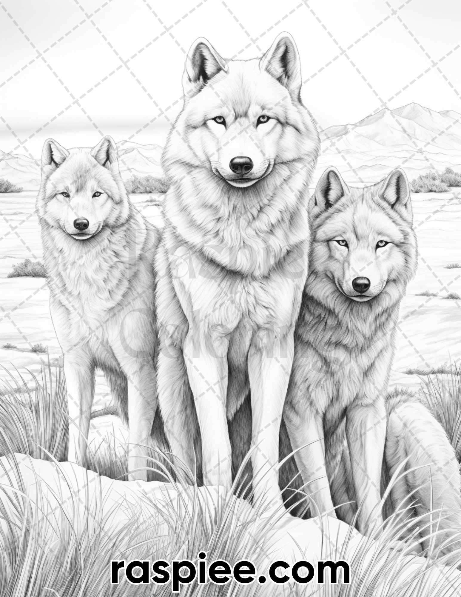 Winter wildlife grayscale coloring pages for adults printable pdf â coloring