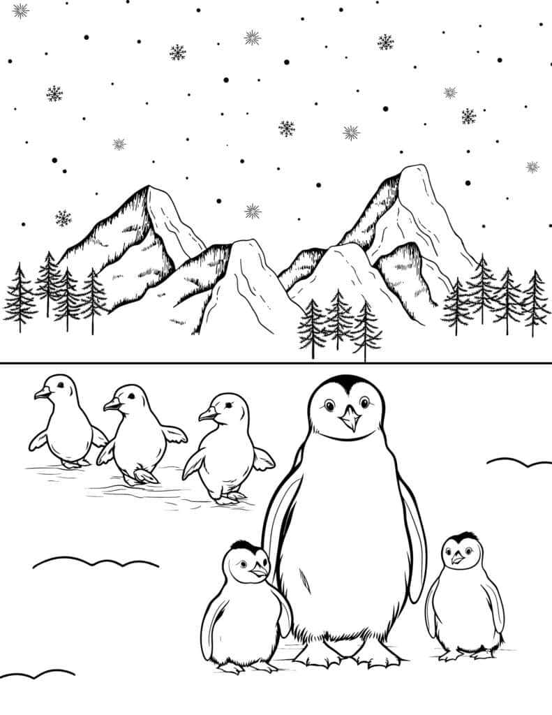 Free penguin coloring pages for kids