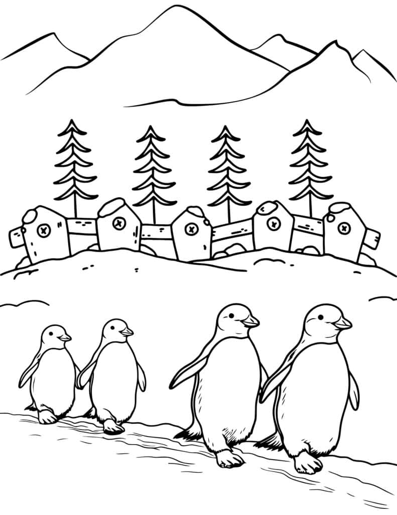 Free penguin coloring pages for kids