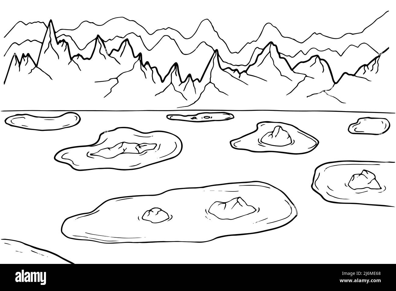 Summer landscape hand drawn kid black and white stock photos images