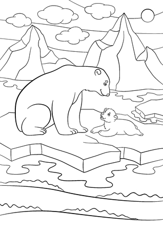 Coloring pages mother polar bear sits on the ice