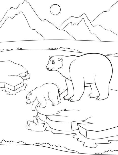 Coloring pages mother bear with her cute baby stock illustrations royalty
