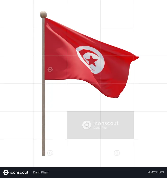 Tunisia flag pole d illustration download in png obj or blend format