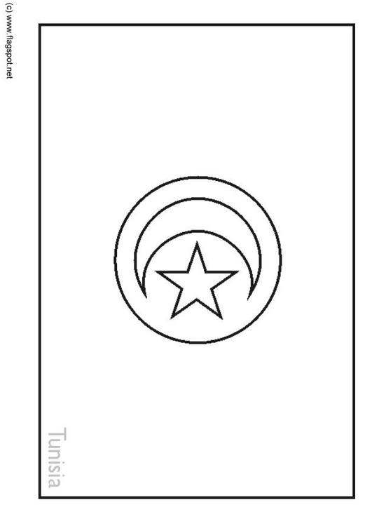 Coloring page flag tunisia