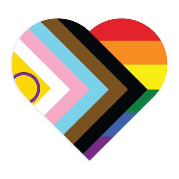 Heart intersex inclusive progress pride flag lgbtqia poc transgender flag vibrant color vinyl decal