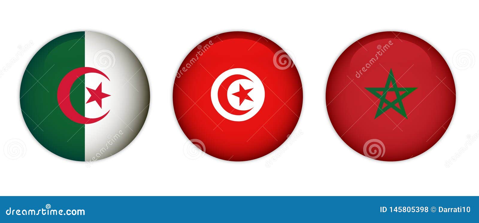 Flags of morocco algeria and tunisia stock vector