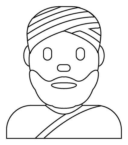 Man wearing turban emoji coloring page free printable coloring pages