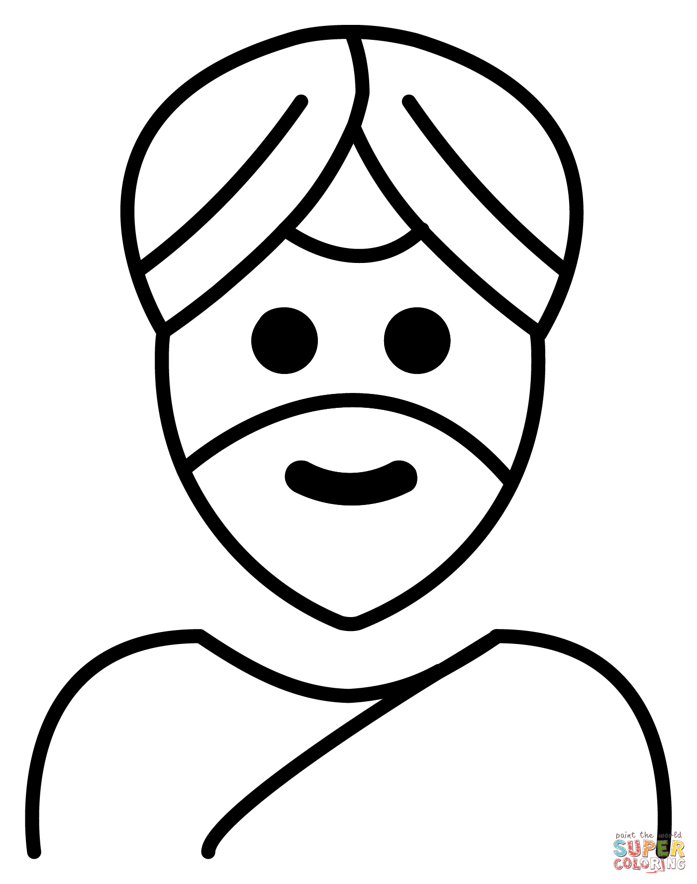 Man wearing turban emoji coloring page free printable coloring pages