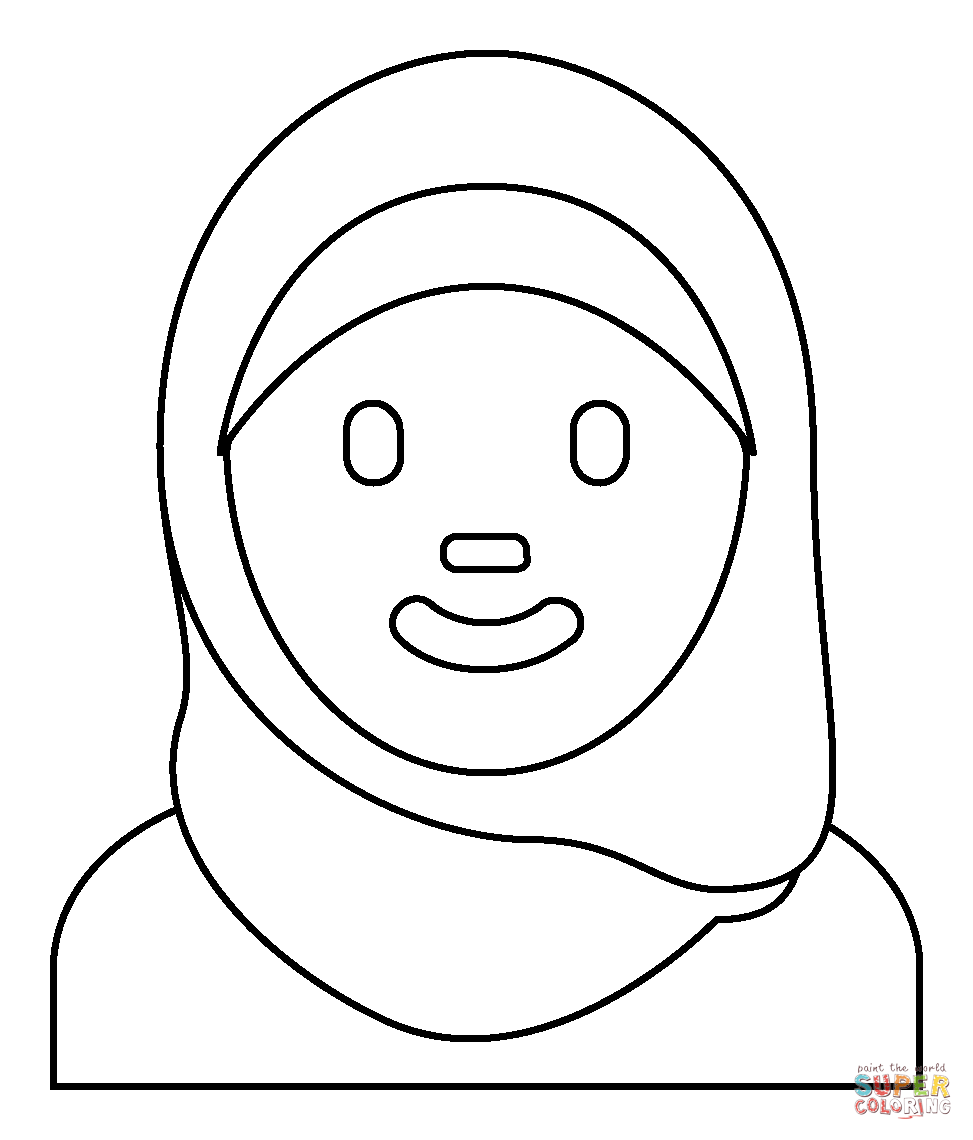 Woman with headscarf emoji coloring page free printable coloring pages