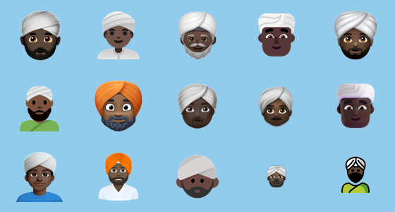 Ððâï man wearing turban dark skin tone on emojidex