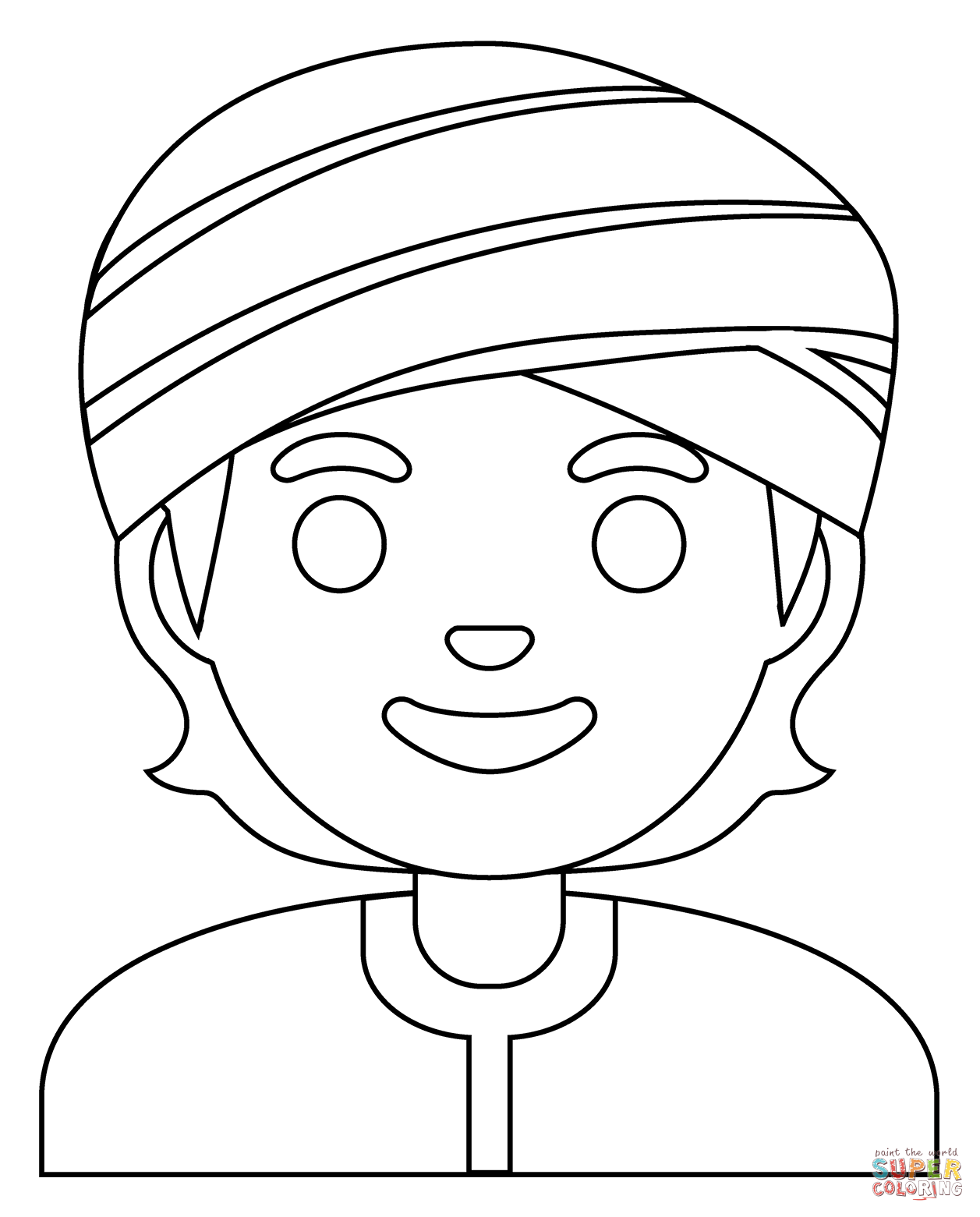 Person wearing turban emoji coloring page free printable coloring pages
