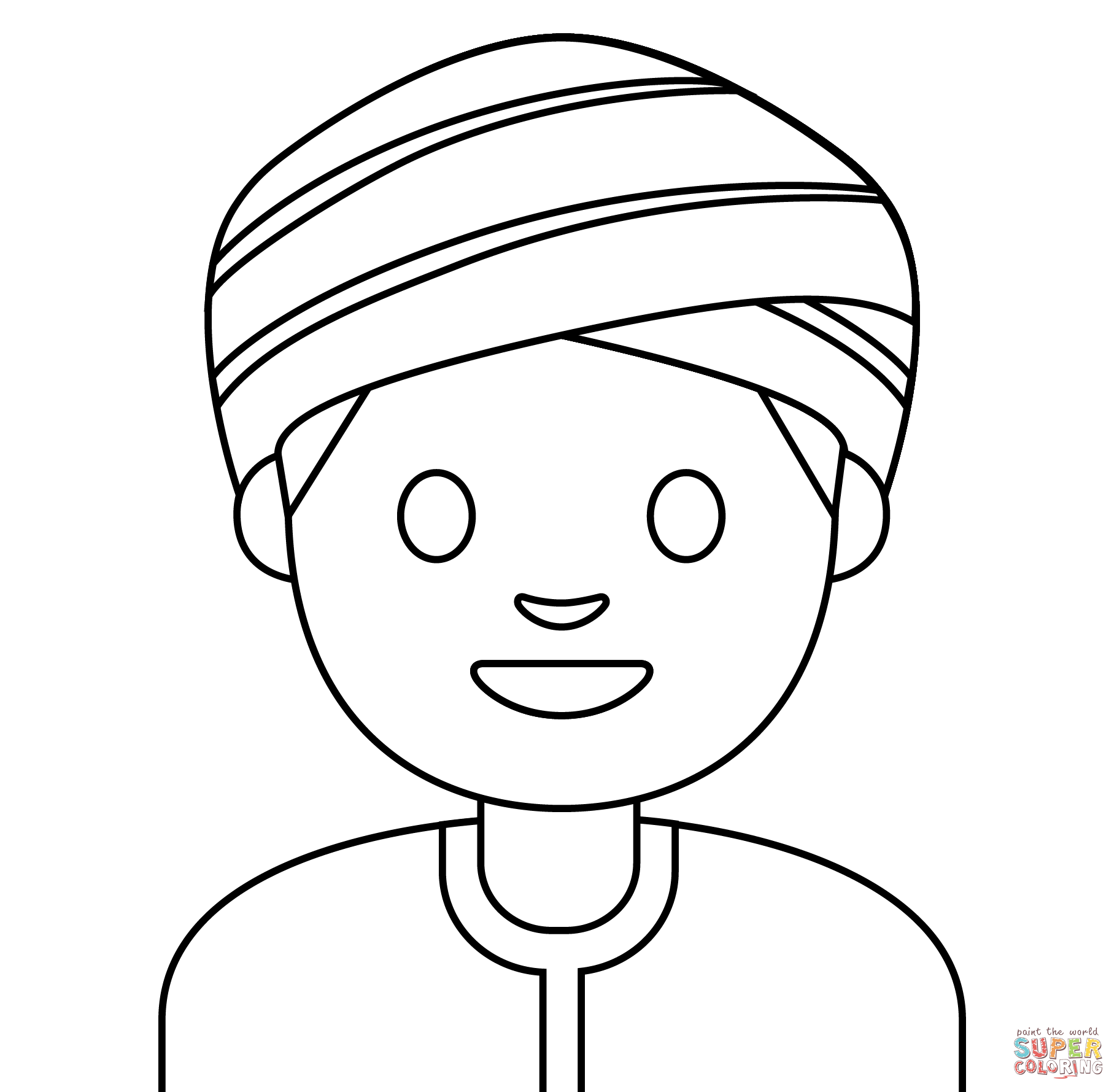 Person wearing turban emoji coloring page free printable coloring pages
