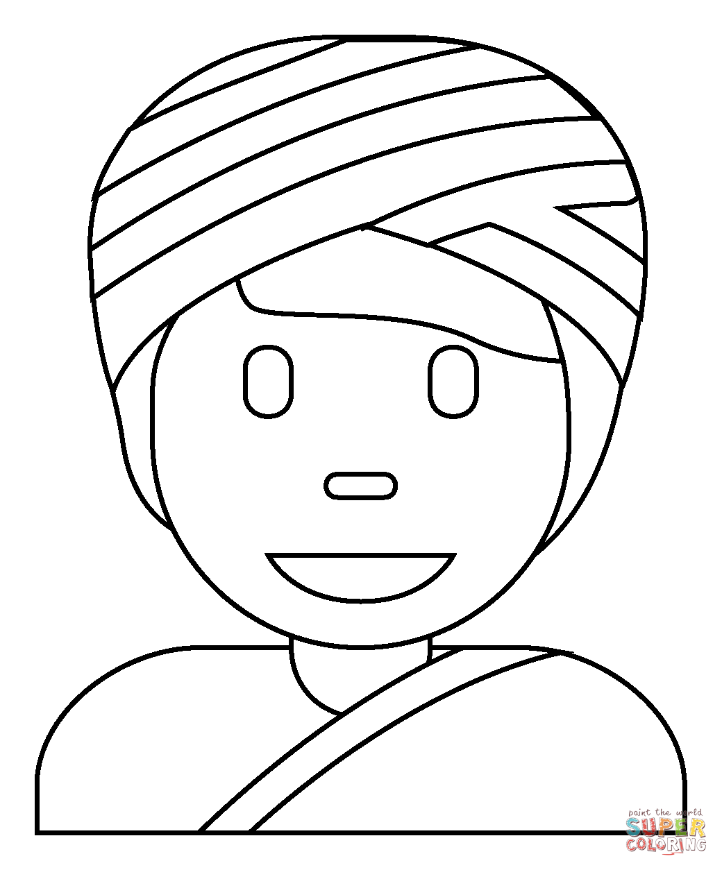 Person wearing turban emoji coloring page free printable coloring pages
