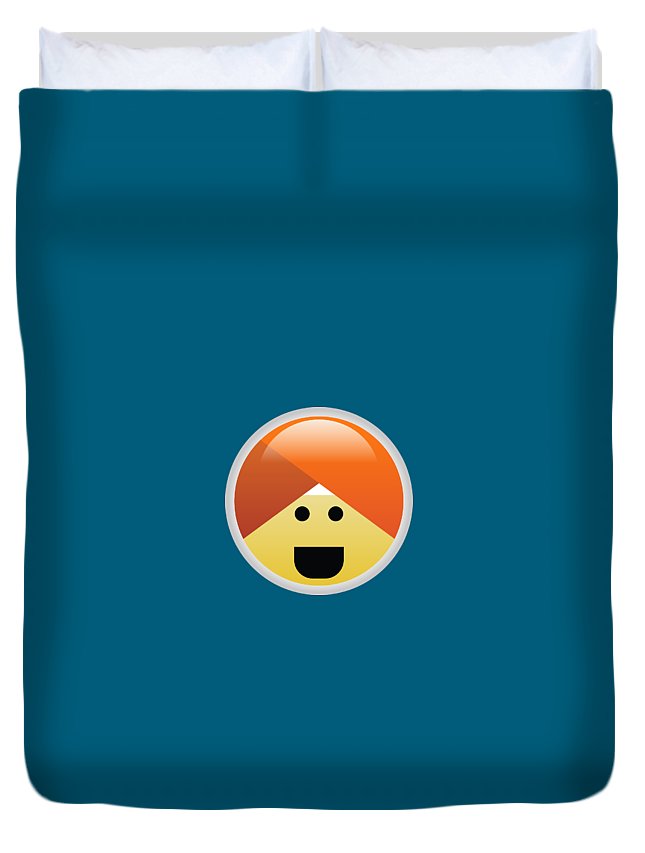 Campaign guru enthusiastic turban emoji duvet cover by ravneet singh