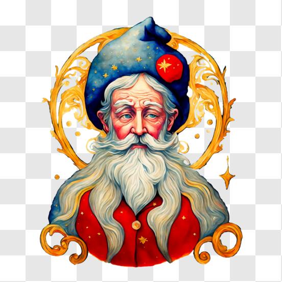 Download portrait of an old man with a blue turban png online