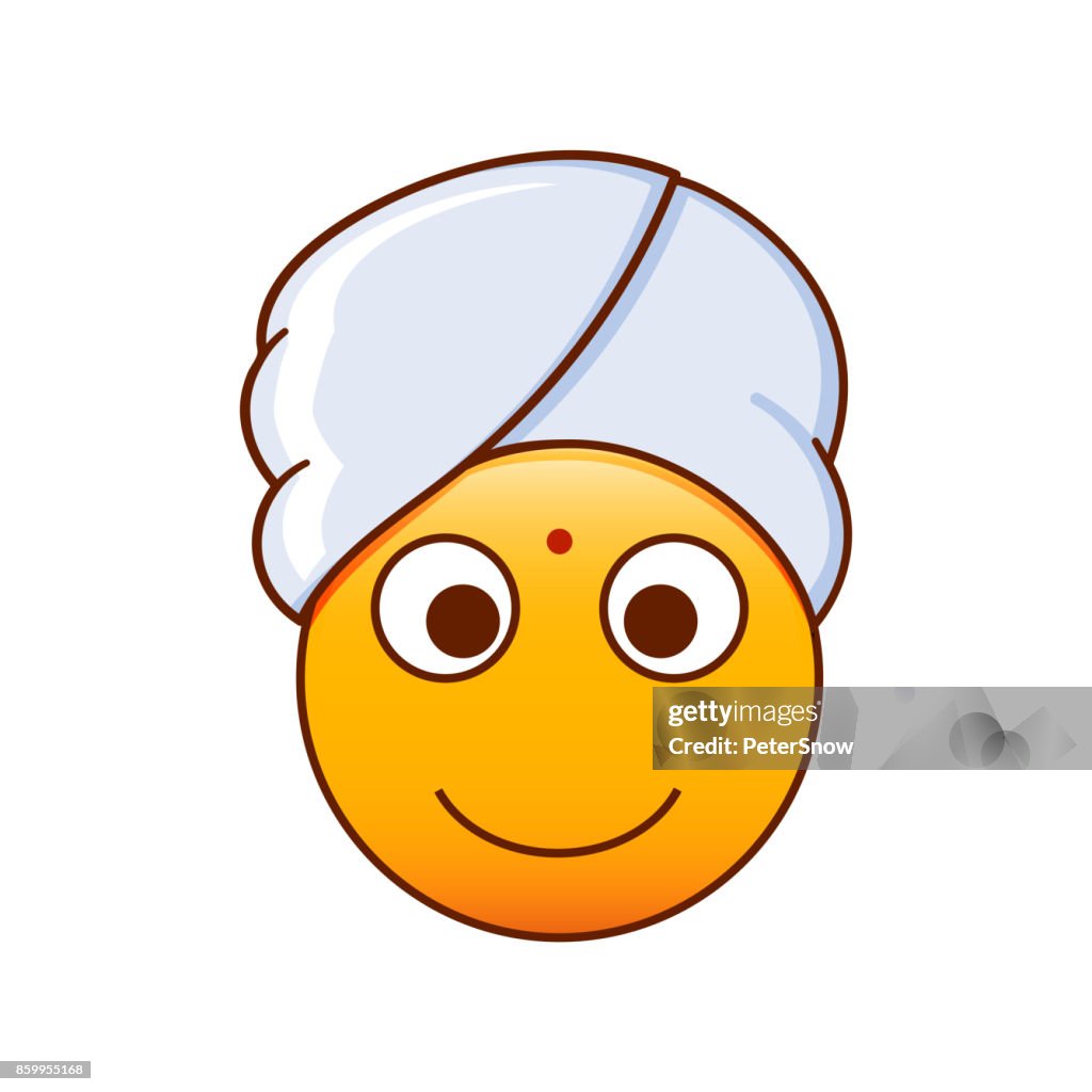 Happy dian emoticon with turban vector emoji smiley illustration high