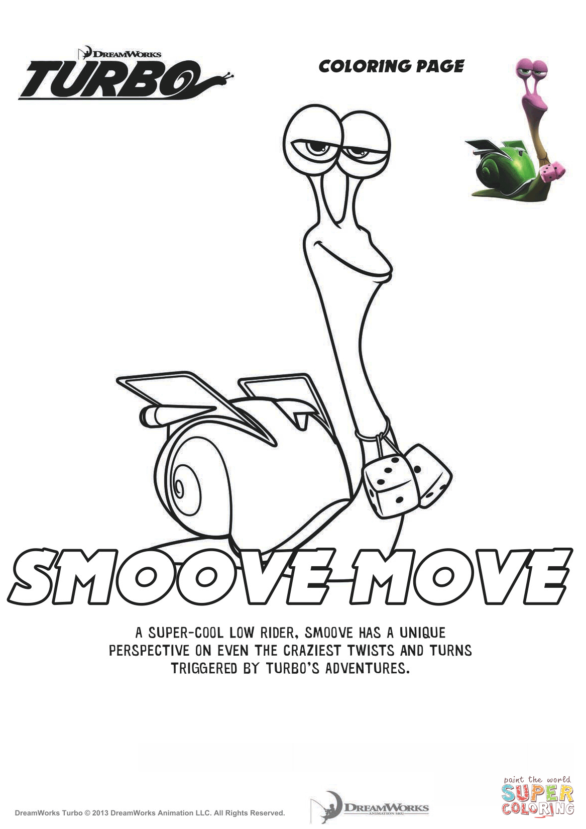 Smoove move from turbo coloring page free printable coloring pages