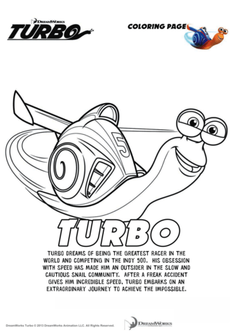 Turbo coloring page free printable coloring pages