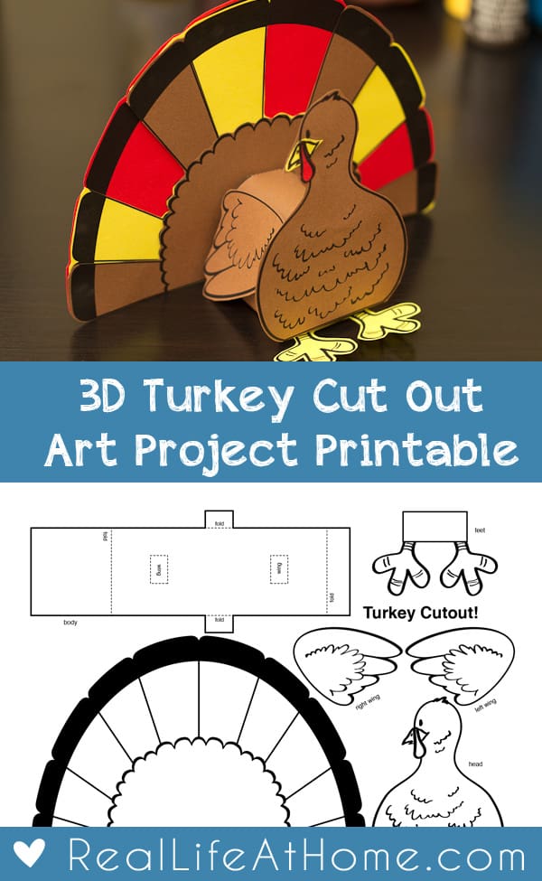Thanksgiving d turkey cutout downloadable art project for kids