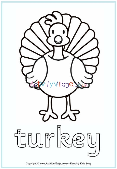 Turkey finger tracing worksheet for children