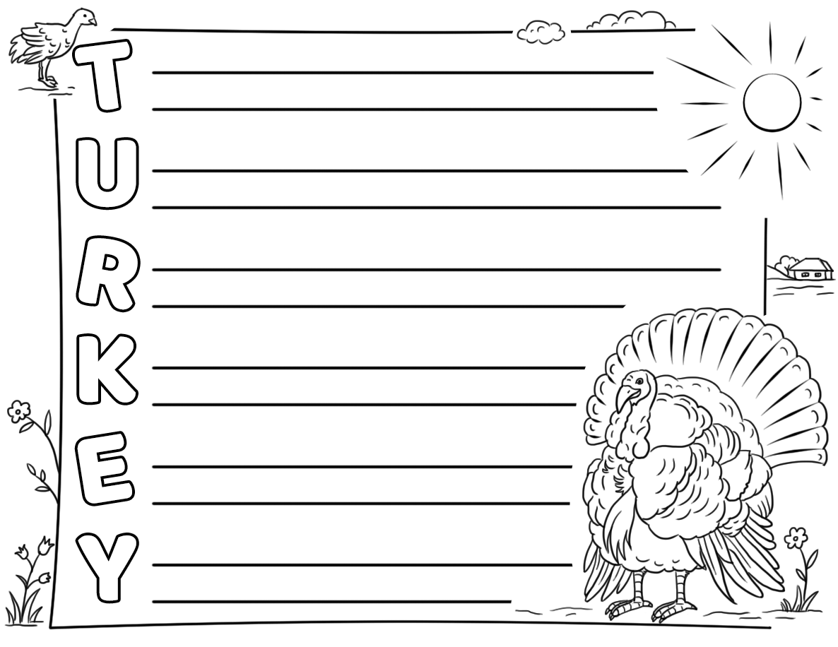 Turkey acrostic poem template free printable papercraft templates