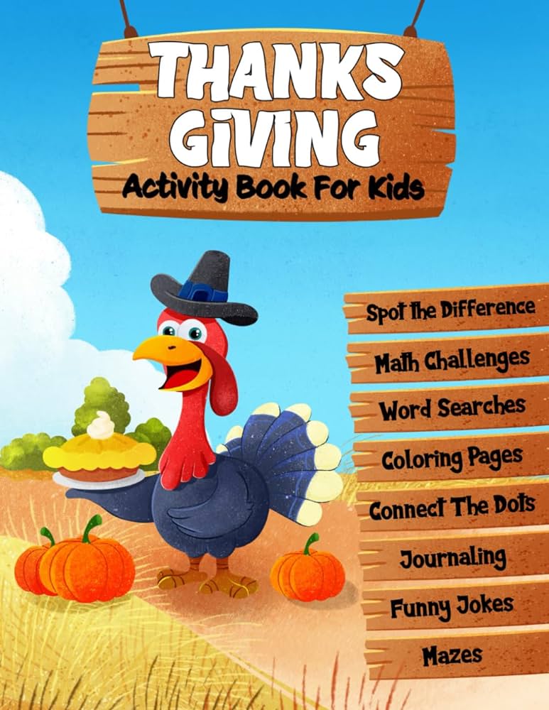 Thanksgiving activity book for kids engaging fall thanksgiving activities and games for girls and boys