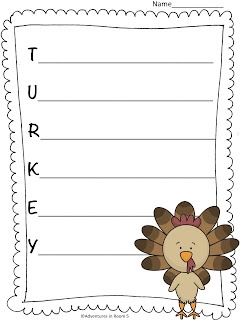 Turkey acrostic poem freebie thanksgiving writing teaching holidays writing workshop