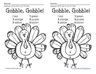 Cute thanksgiving color by number sheets you can print for free or buy