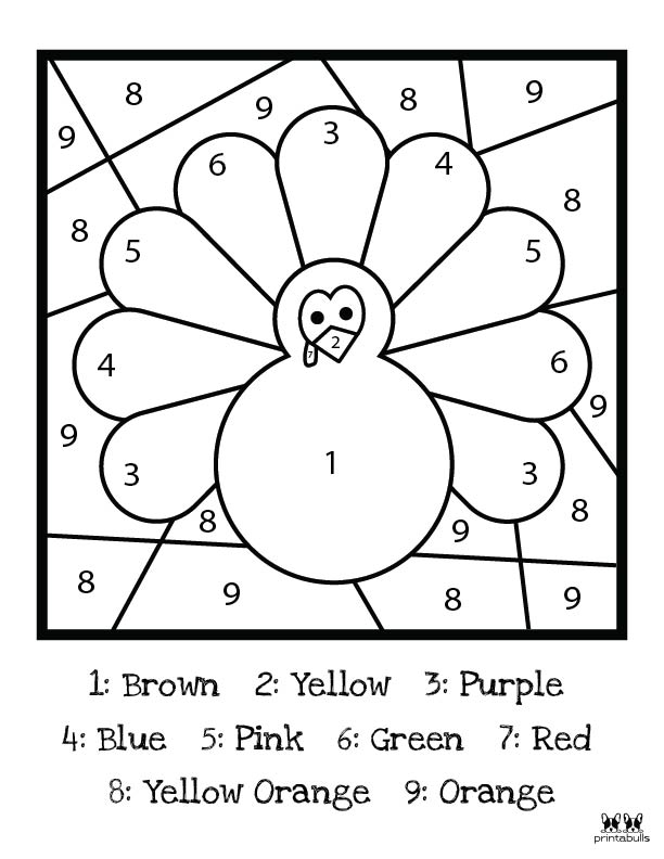 Thanksgiving color by number printables