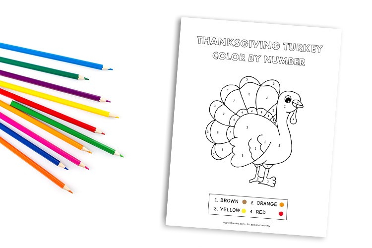 Thanksgiving color by number printables