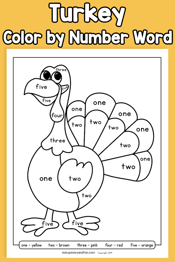 Turkey color by number word â easy peasy and fun hip
