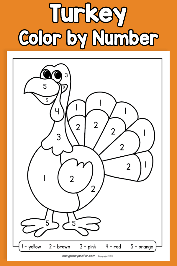 Turkey color by number â easy peasy and fun hip