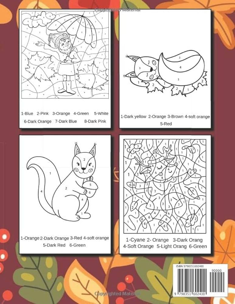 Thanksgiving color by number collection of color by number coloring pages with cute thanksgiving and autumn things such as turkey feast celebrate harvest color by numbers for kids vazquez peggy s