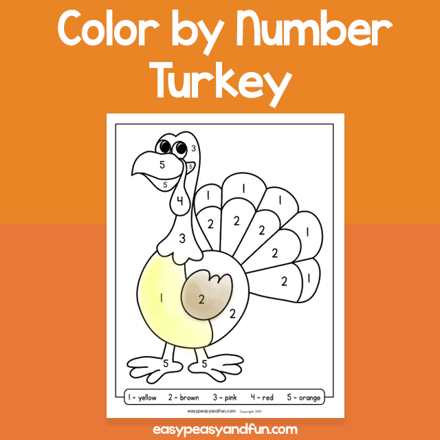 Turkey color by number â easy peasy and fun hip