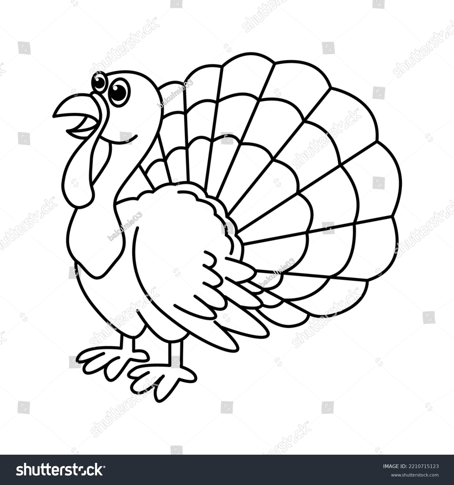 Cute turkey cartoon coloring page illustration stock vector royalty free