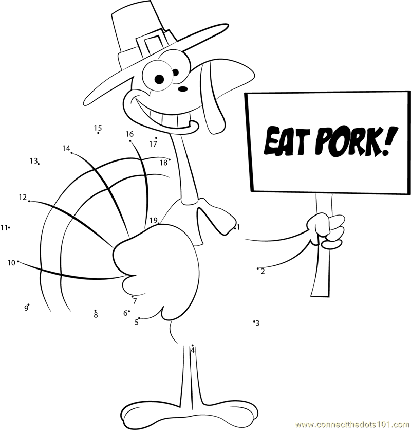Turkey dot to dot printable worksheet