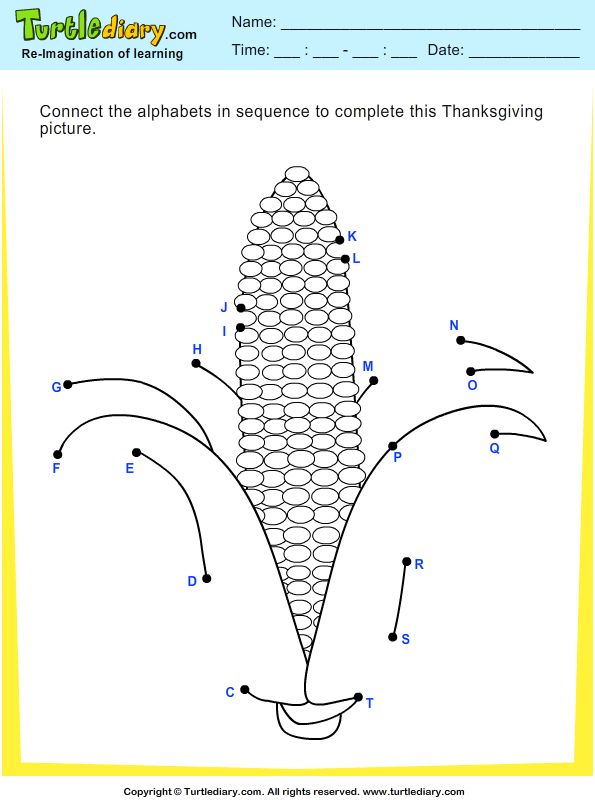 Download and print turtle diarys thanksgiving connect the dots by alphabets corn worksheet ouâ connect the dots holiday worksheets thanksgiving coloring pages