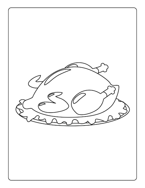 Premium vector thanksgiving coloring pages for kids with turkey and pumpkin black and white activity worksheet