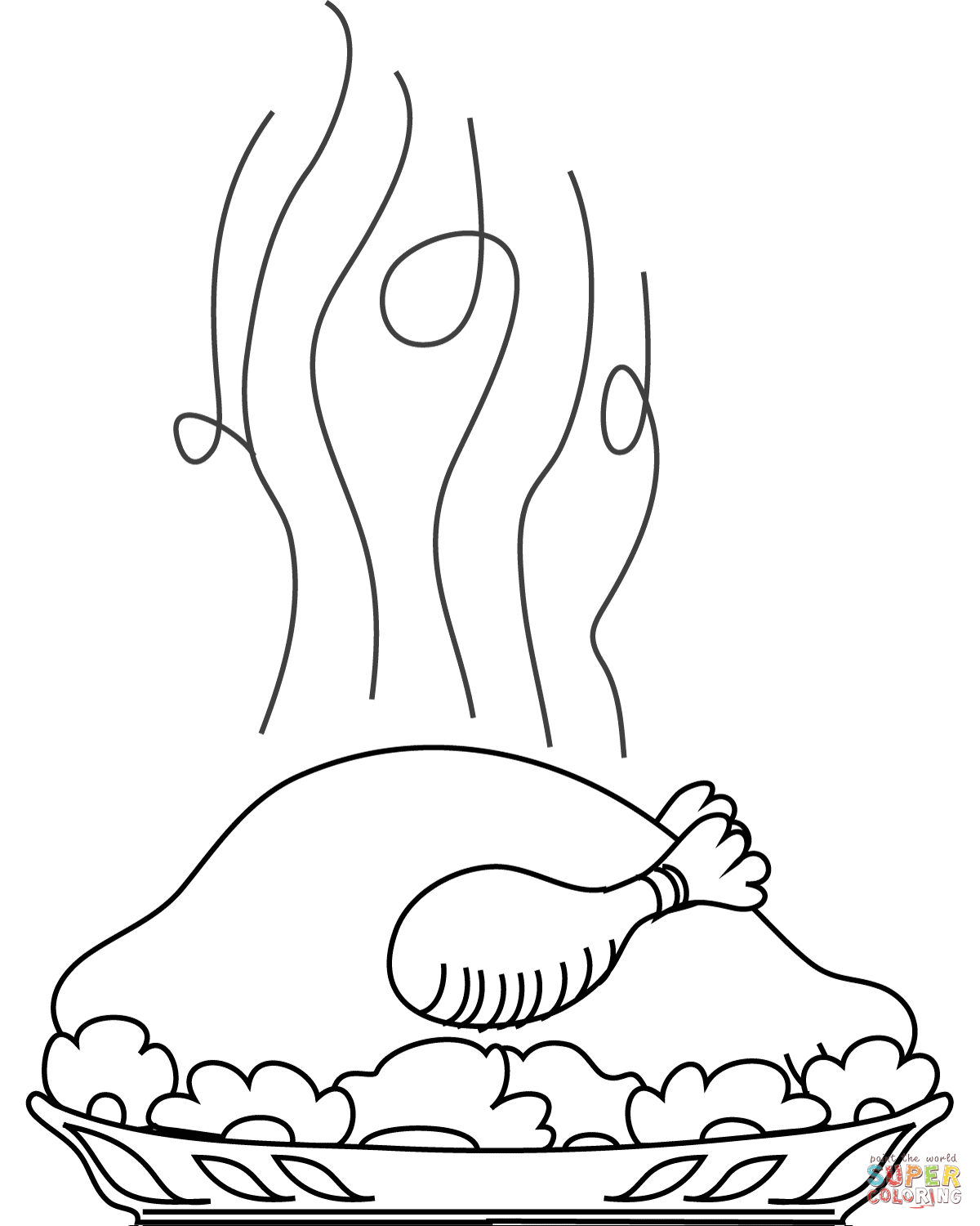 Turkey dinner coloring page free printable coloring pages